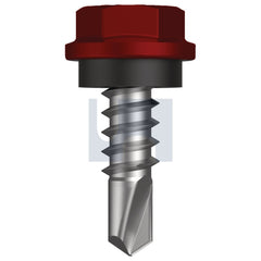 Hobsons - #10-16 x 16 MANOR RED (SCORIA) -CL4 AS3566 METAL SDS HEX HEAD + WASHER | FS275-MR (Pack of 1000)