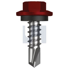 Hobsons - #12-14 x 20 - Manor Red (Scoria) - Metal SDS Hex Head + Washer - Class 4 | TMRM4SH1214020