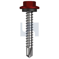 Hobsons - #12-14 x 35 - Manor Red (Scoria) - Metal SDS Hex Head + Washer - Class 4 | TMRM4SH1214035