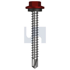 Hobsons - #12-14 x 45 - Manor Red (Scoria) - Metal SDS Hex Head + Washer - Class 4 | TMRM4SH1214045