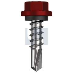 Hobsons - #14-10 x 25 Manor Red (Scoria) -Cl4 As3566 Metal Sds Hex Head + Washer | Q327-Mr (Pack Of 1000)