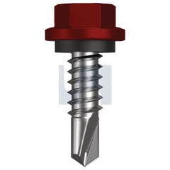 Hobsons - #14-14 x 22 - Manor Red (Scoria) - Metal SDS Hex Head + Washer - Class 4 | TMRM4SH1414022