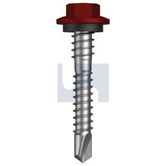 Hobsons - #12-14 x 37 - Manor Red (Scoria) - Metal SDS Hex + Washer + Xgrip - Class 4 | TMRM4XH1214037