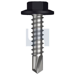 Hobsons - #12-14 x 25 - Night Sky (Ebony) - Metal SDS Flanged Hex Head - Class 4 | TNSM4FH1214025