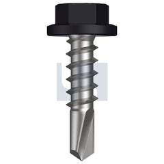 Hobsons - #14-10 x 25 - Night Sky (Ebony) - Metal SDS Flanged Hex Head - Class 4 - Qty 1000 | TNSM4FH1410025
