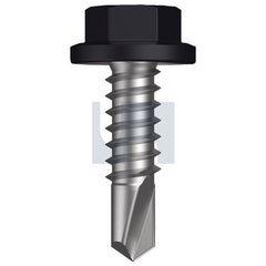 Hobsons - #14-14 x 22 - Night Sky (Ebony) - Metal SDS Flanged Hex Head - Class 4 | TNSM4FH1414022