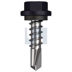 Hobsons - #14-10 x 25 Night Sky (Ebony) -Cl4 As3566 Metal Sds Hex Head + Washer | Q327-Ns (Pack Of 1000)