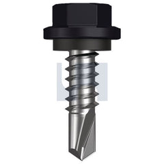 Hobsons - #14-14 x 22 - Night Sky (Ebony) - Metal SDS Hex Head + Washer - Class 4 | TNSM4SH1414022