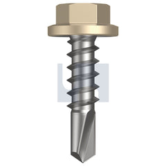 Hobsons - #14-10 x 25 - Paperbark - Metal SDS Flanged Hex Head - Class 4 - Qty 1000 | TPAM4FH1410025