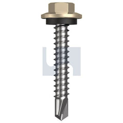 Hobsons - #12-14 x 35 - Paperbark - Metal SDS Hex Head + Washer - Class 4 | TPAM4SH1214035