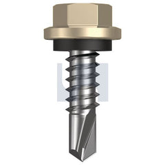 Hobsons - #14-14 x 22 - Paperbark - Metal SDS Hex Head + Washer - Class 4 | TPAM4SH1414022