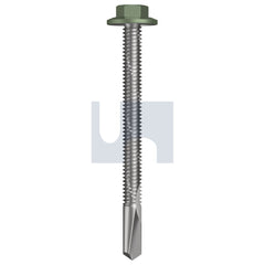 Hobsons - #12-24 x 65 - Pale Eucalypt (Mist Green)- S500 SDS Flanged Hex Head - Class 4 - Qty 500 | TPE54FH1224065