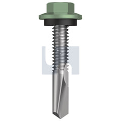 Hobsons - #12-24 x 32 Pale Eucalypt (Mist Green)-Cl4 As3566 S500 Sds Hex Head + Washer | Q486-Pe (Pack Of 1000)