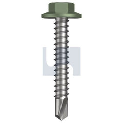 Hobsons - #12-14 x 35 - Pale Eucalypt (Mist Green)- Metal SDS Flanged Hex Head - Class 3 | TPEM3FH1214035