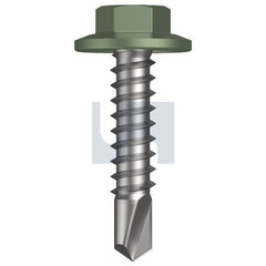 Hobsons - #12-14 x 25 - Pale Eucalypt (Mist Green)- Metal SDS Flanged Hex Head - Class 4 | TPEM4FH1214025