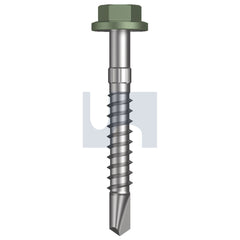 Hobsons - #14-10 x 50 - Pale Eucalypt (Mist Green)- + Scratchguard Metal SDS Flg Hex Head - Class 4 - Qty 1000 | TPEM4FS1410050