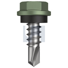Hobsons - #10-16 x 16 PALE EUCALYPT (MIST GREEN)-CL4 AS3566 METAL SDS HEX HEAD + WASHER | Q275-PE (Pack of 1000)