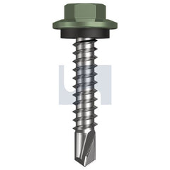 Hobsons - #12-14 x 30 - Pale Eucalypt (Mist Green)- Metal SDS Hex Head + Washer - Class 4 - Qty 1000 | TPEM4SH1214030
