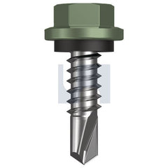 Hobsons - #14-14 x 22 - Pale Eucalypt (Mist Green)- Metal SDS Hex Head + Washer - Class 4 | TPEM4SH1414022