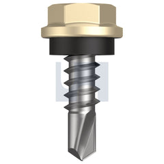 Hobsons - #10-16 x 16 PRIMROSE - CL4 AS3566 METAL SDS HEX HEAD + WASHER | Q275-PR (Pack of 1000)