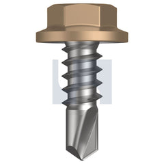 Hobsons - #8-18 x 12 - Pale Terracotta - Metal SDS Flanged Hex Head - Class 4 - Qty 1000 | TPTM4FH0818012