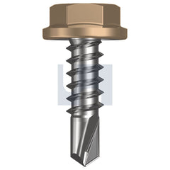Hobsons - #10-16 x 16 PALE TERRACOTTA - CL4 AS3566 METAL SDS FLANGED HEX HEAD | Q180-PT (Pack of 1000)