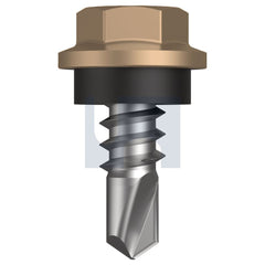 Hobsons - #8-18 x 12 Pale Terracotta - Cl4 As3566 Metal Sds Hex Head + Washer | Q273-Pt (Pack Of 1000)