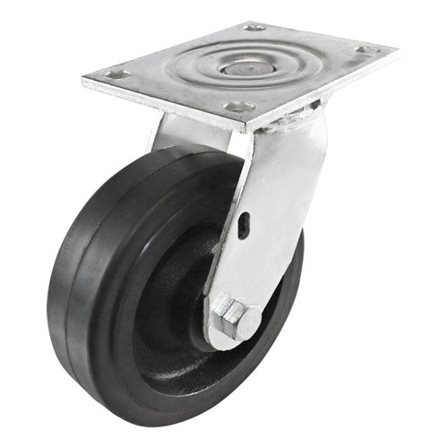 EHI - 150mm Black Rubber/ci Swivel Plate Castor | TSG150RU15