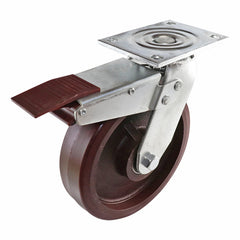 EHI - 200mm Urethane/ci Swivel Plate Brake Castor | TSG200PT2HL