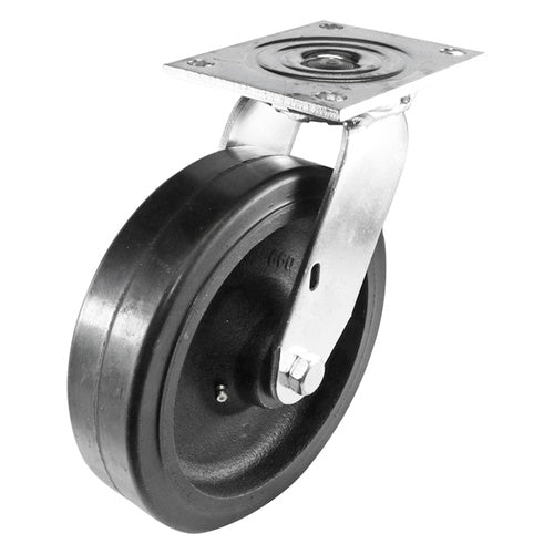 EHI - 200mm Black Rubber/ci Swivel Plate Castor | TSG200RU15