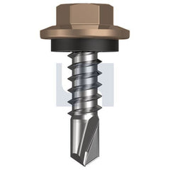 Hobsons - #12-14 x 20 - Stone - Metal SDS Hex Head + Washer - Class 4 | TSTM4SH1214020