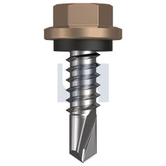 Hobsons - #14-14 x 22 - Stone - Metal SDS Hex Head + Washer - Class 4 | TSTM4SH1414022