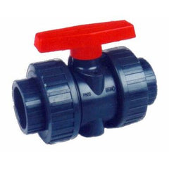 AIP - Ball Valve PVC Double Union F & F T Handle Red Teflon Seat BSP - 1-1/2" | 25-603-024 | TUBVT38