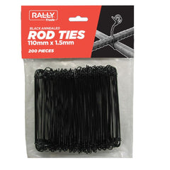 Rally - Rod Ties Pre Pack - 110mm x 1.5mm, Black Annealed (Pack of 200 pcs) | TWBTBA110200