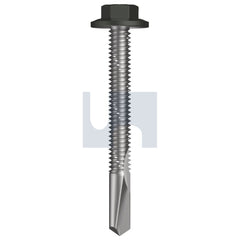 Hobsons - #12-24 x 50 - Woodland Grey (Thunder) - S500 SDS Flanged Hex Head - Class 4 - Qty 1000 | TWG54FH1224050
