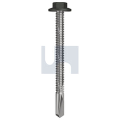 Hobsons - #12-24 x 65 - Woodland Grey (Thunder) - S500 SDS Flanged Hex Head - Class 4 - Qty 500 | TWG54FH1224065