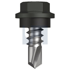 Hobsons - #8-18 x 12 Woodland Grey (Thunder) -Cl4 As3566 Metal Sds Hex Head + Washer | Q273-Wg (Pack Of 1000)