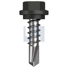 Hobsons - #14-10 x 25 Woodland Grey (Thunder) -Cl4 As3566 Metal Sds Hex Head + Washer | Q327-Wg (Pack Of 1000)