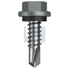 Hobsons - #14-14 x 22 - Windspray (Smokey) - Metal SDS Hex Head + Washer - Class 4 | TWNM4SH1414022