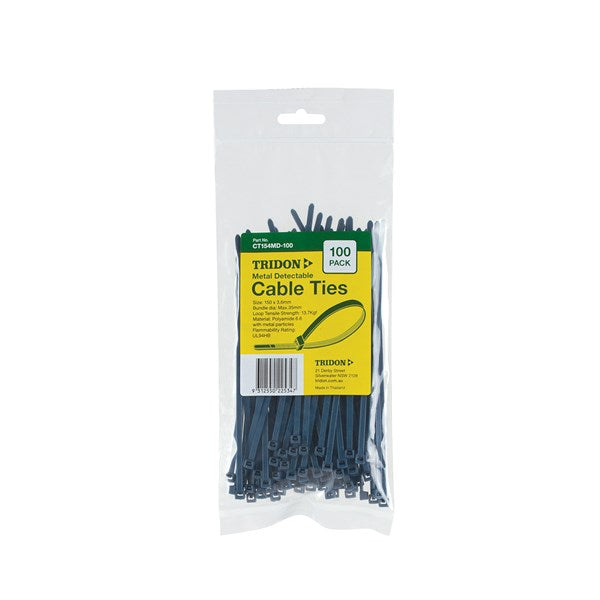 Tridon - Metal Detectable Cable Tie Blue 150 x 4mm | CT154MD-100