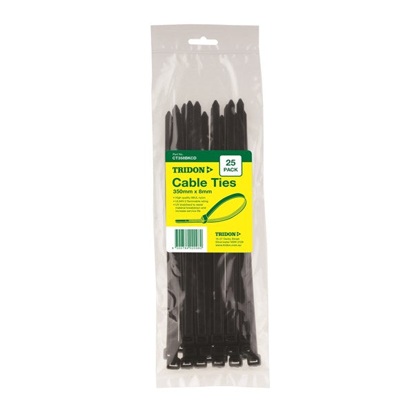 Tridon - Cable Tie Black 350 x 8mm PK25 Hang Card | CT358BKCD