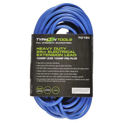 Typhoon Tools - 25m Extension Lead 15A Lead. 10A Plug | 70123