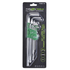Typhoon Tools - Af Long Ball Point Hex Key Set  1/16" - 3/8" - 9pc | 70613