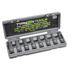 Typhoon Tools - 1/2" Dr In-Hex Impact Socket Set 8 Pc Metric | 72504