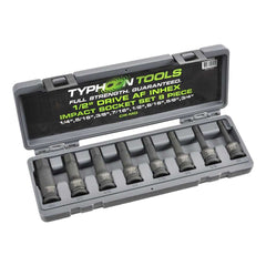 Typhoon Tools - 1/2" Dr In-Hex Impact Socket Set 8 Pc AF | 72505