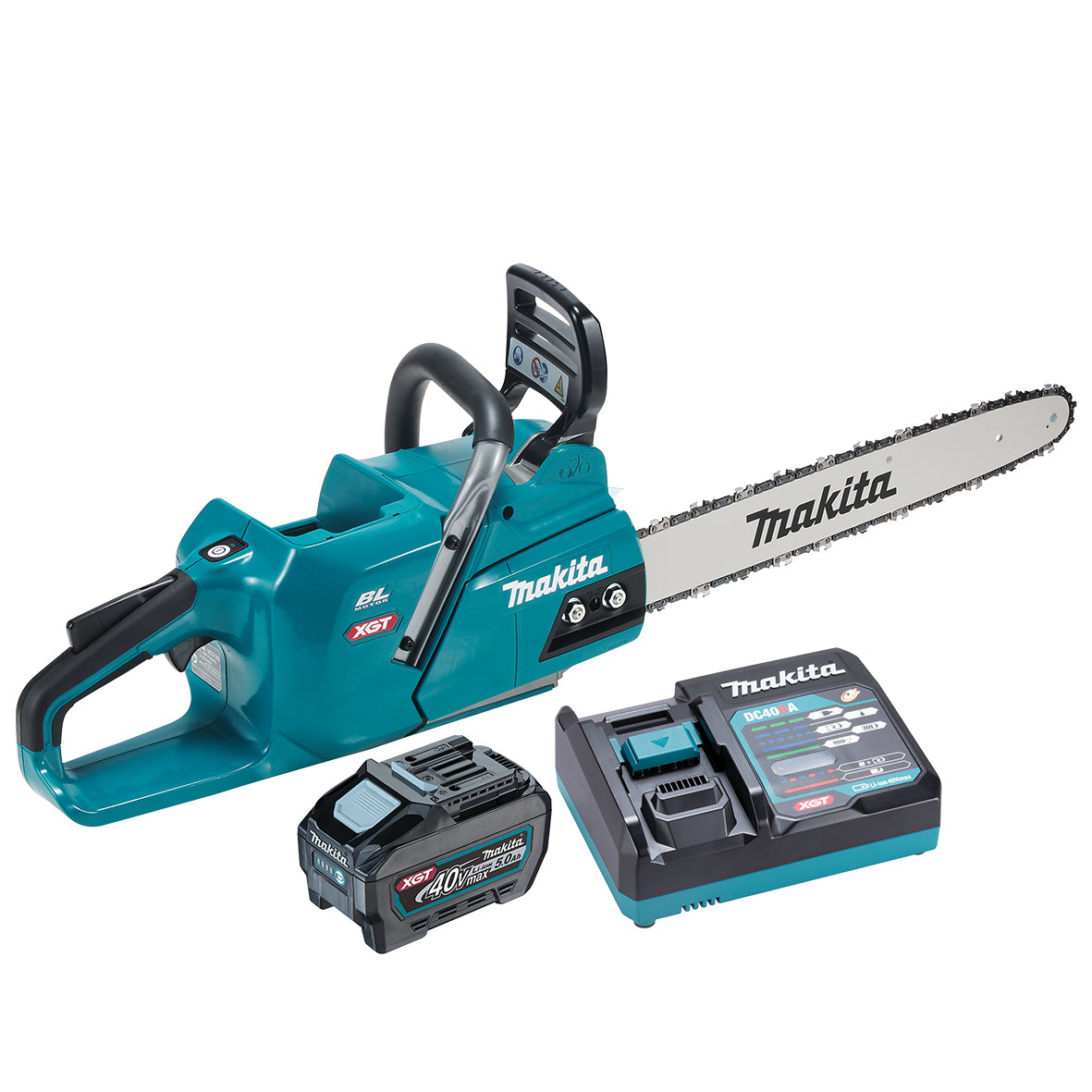 Makita Tools - 40V Max Brushless 450mm Chainsaw - Includes 5.0Ah Battery & Single Port Rapid Charger | UC013GT101
