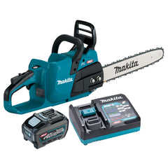 Makita Tools - 40V Max Brushless 400mm Chainsaw - Includes 5.0Ah Battery & Single Port Rapid Charger | UC026GT101