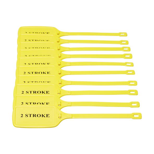 Uniform Safety Signs - 210x50mm Twist Lock Tag - Pkt of 10 - Double Sided - Blk/Yellow - 2 Stroke | UDT500