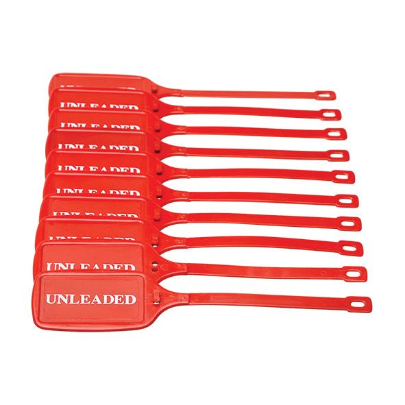 Uniform Safety Signs - 210x50mm Twist Lock Tag - Pkt of 10 - Double Sided - Wht/Red - Unleaded | UDT501