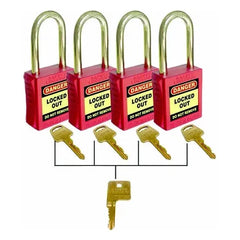 Uniform Safety Signs - 42mm Premium Safety Padlocks - Red - Set of 4 with Master Key | UL416
